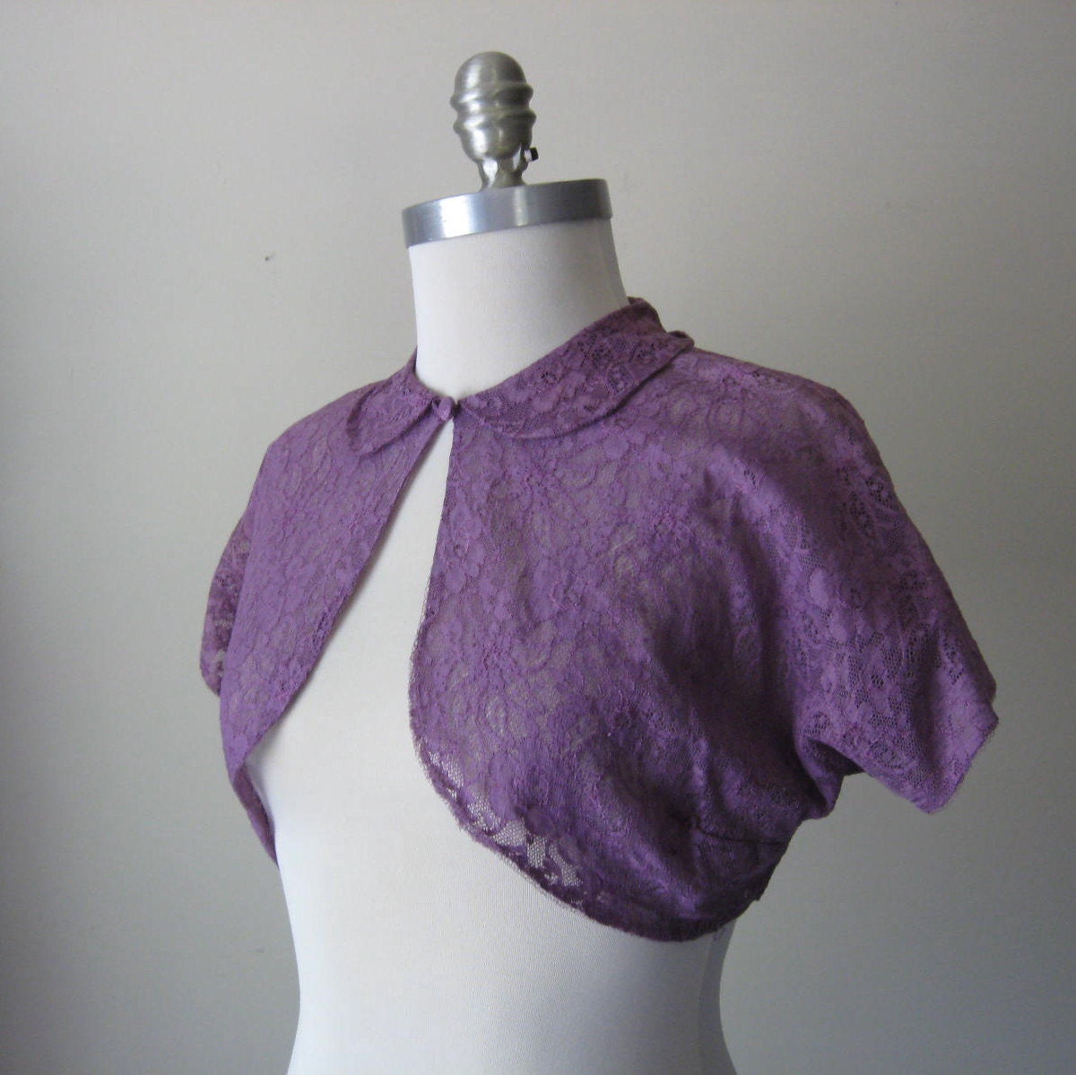 Lavender Lace Bolero 1950's Hand Dyed Cropped Jacket