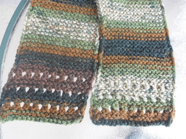 SALE TODAY Soft knit scarf in green brown and greySALE TODAY