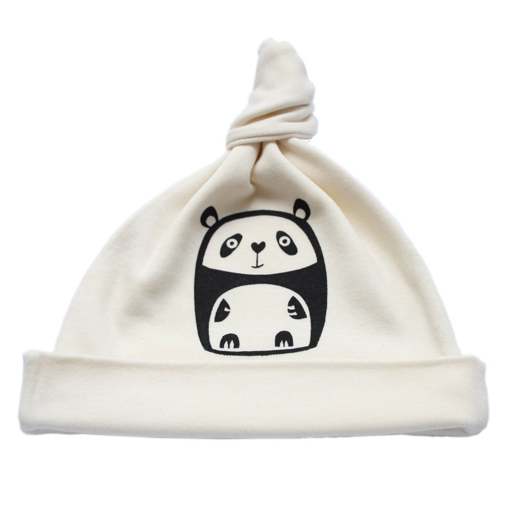 Little Panda print organic cotton baby hat