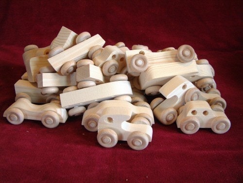 Party Pack of 30 Unfinished Pine Mini Vehicles