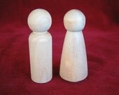 Peg Dolls, Lg Size Bride and Groom Unfinished Hardwood