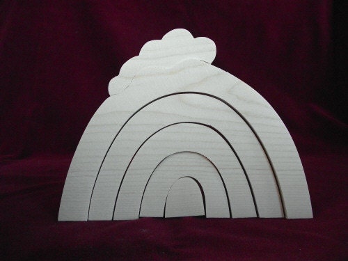 Little Stacker, Rainbow with Cloud Unfinished Pine Cutout