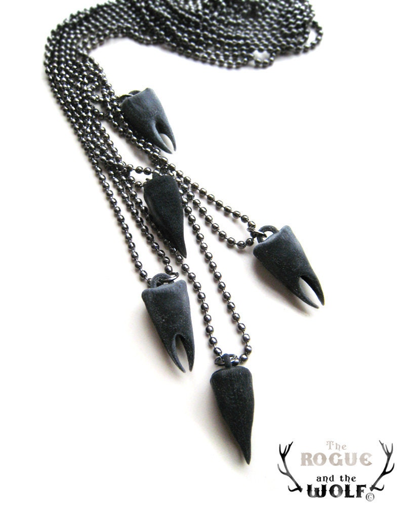 Black Tooth Necklace, tooth necklace, Modern necklace, cool jewelry, weapon accessory, goth jewelry, black dagger