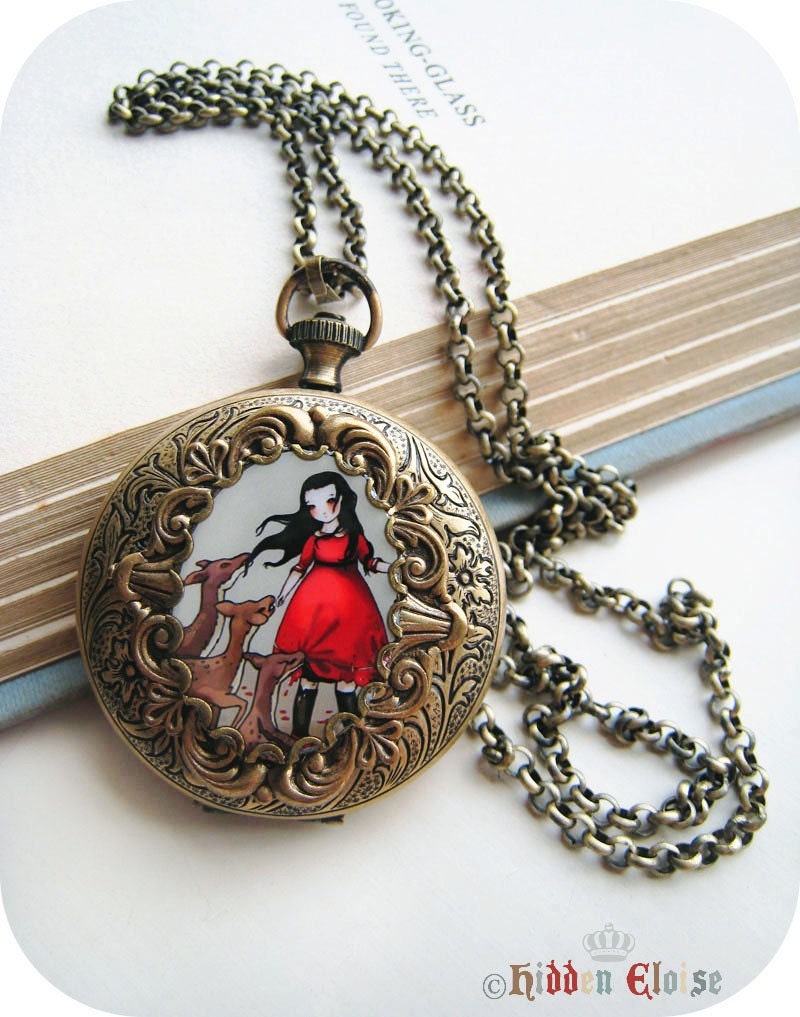 Large Pocket Watch Art Locket -Envy- E03