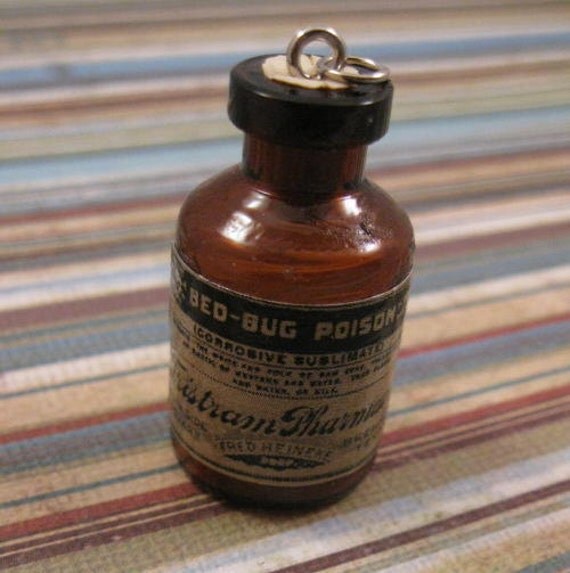 Items similar to Vintage reproduction bed bug poison miniature glass ...