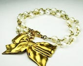 LOLA - Regency Romance Bow Tie White Pearl Boho Chic Necklace