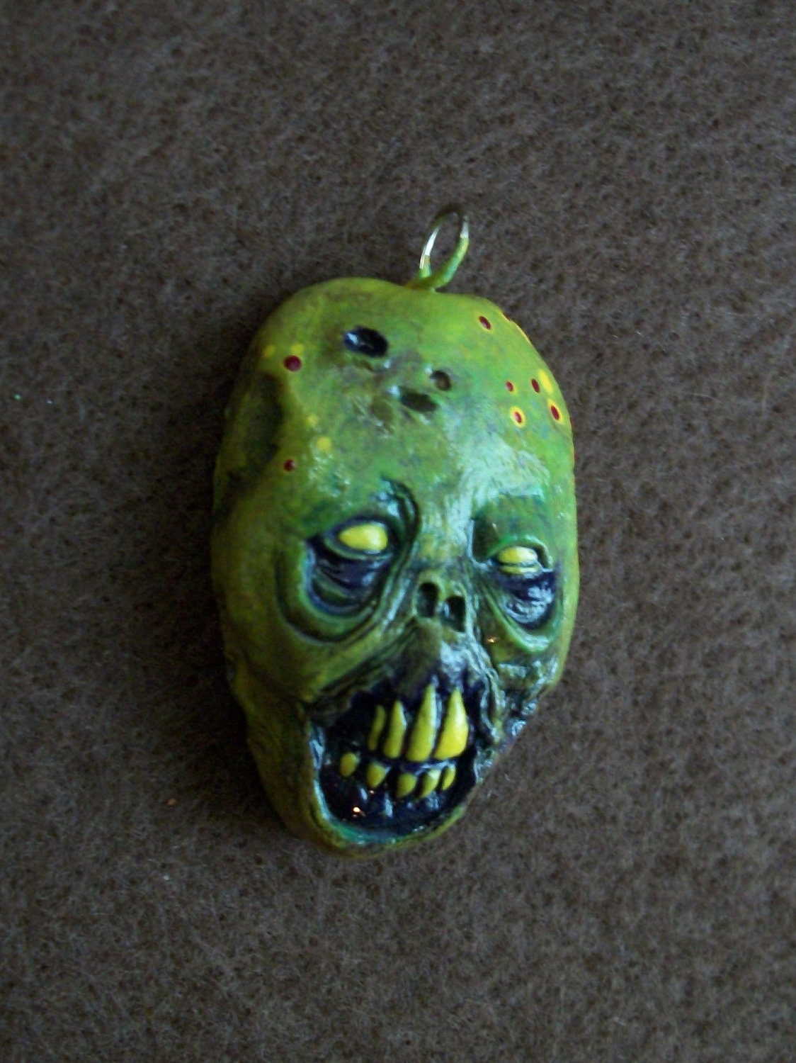 Green Skin ZombieHead Pendant