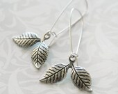 Two Leaf Earrings - Sterling Silver LEAVES on Loop