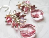 BRIOLETTE CLUSTER Pink Crystal and Pearl Earrings