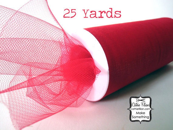 Red Tulle - 25 Yards - 6" - favors, streamers, pom-poms, tutus, weddings, showers, party decoration, bows