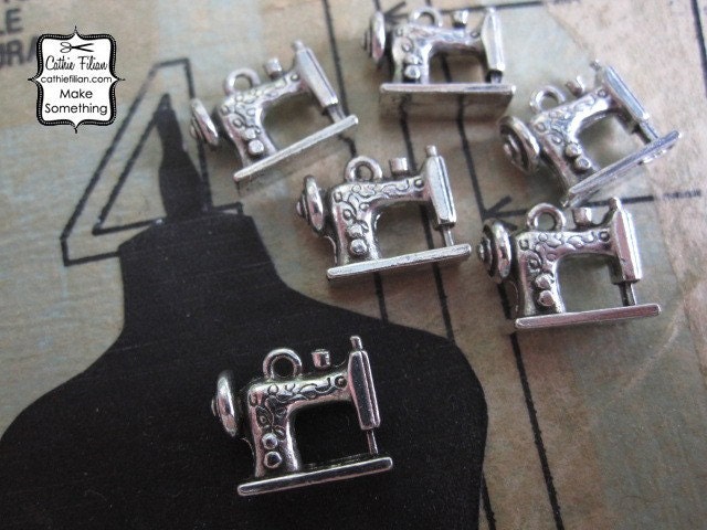 antique sewing machine charms - set of 6