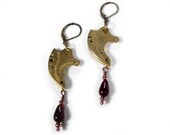 Steampunk Jewelry Earrings Vintage ELGIN Earrings Elegant Script GARNETS Weddings Anniversary GORGEOUS - Steampunk Jewelry by edmdesigns