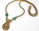 Steampunk Jewelry Necklace 1770's Carved Gold Pocket Watch Balance Cock JADE Wedding Anniversary Mother's Day - Steampunk by edmdesigns