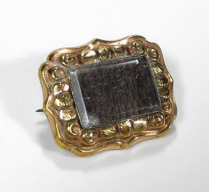 Victorian Mourning Brooch -  CIVIL WAR Era Mourning Pin Braided Hair Highly Detailed 10K Gold Ca.1860's Estate Pin - Jewelry by edmdesigns