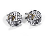 Steampunk Jewelry Cufflinks Vintage HAMILTON Pinstriped Ruby Watch Mens Cuff Links Anniversary Wedding Fathers Day - Steampunk by edmdesigns