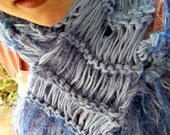 Periwinkle Scarf Purple Hand Knit in Pale Lavender and Pastel Amethyst with Fringe.  Warm for Winter