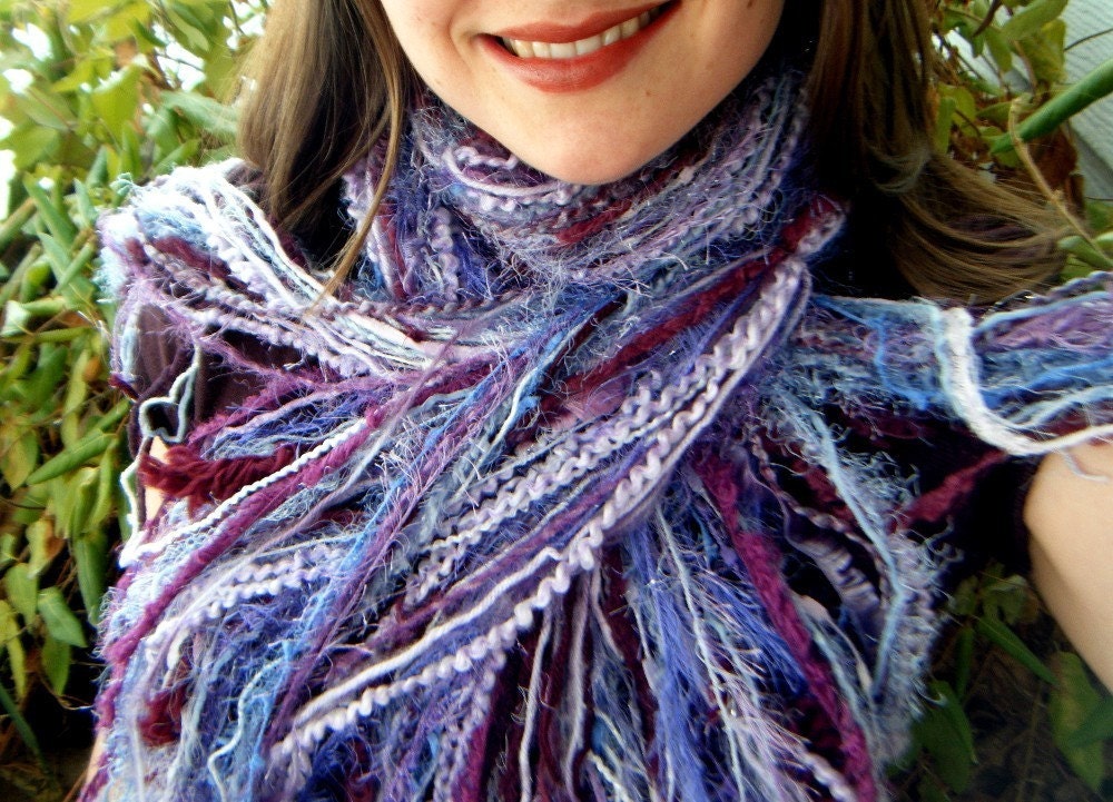 Amethyst Scarf with Lavender, Purple Fringe Scarf, Lilac, Maroon, Burgundy - Fringe O Rama Purple Scarf, Handmade in the USA Accessories