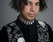 Vertigo Stripe High Collared Neo-Victorian Shirt - by Kambriel
