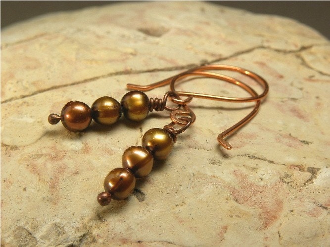 Copper and Freshwater Pearl Earrings