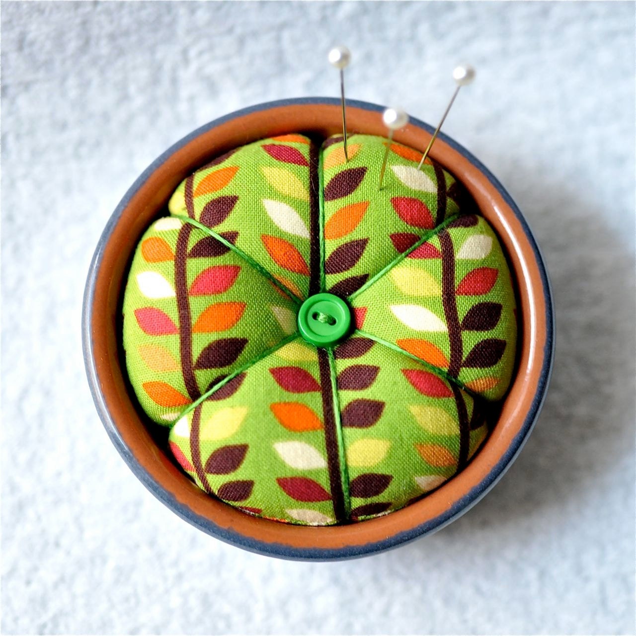 Pincushion - Almost Orla in a French Cheese Pot