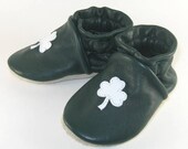 Soft Sole Eco Friendly Green Leather Baby Shoes Shamrocks 6 to 12 Month
