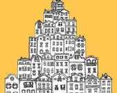 Pyramid Houses - Digital Print / Wall Art / Illustration