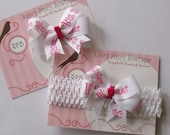 Big Sister and Little Sister Coordinating Boutique Bow and Knit Headband Accessory Set - A Must Have Baby Shower Gift Set for Siblings