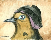ACEO signed Print - Merkel in a Hat-