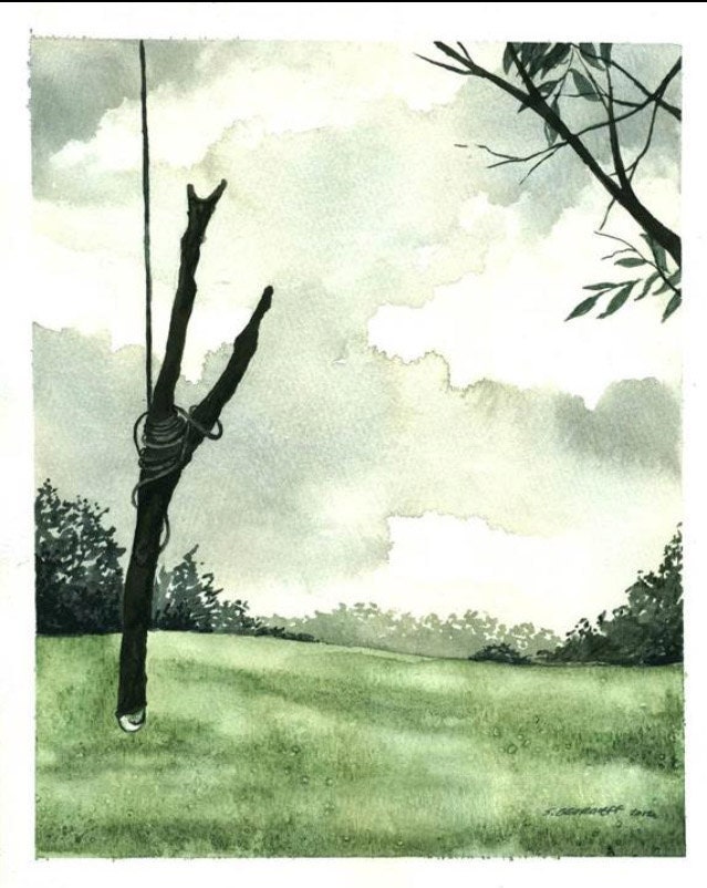 Painting n0. 11 Hanging Twig-- Original Watercolor Painting