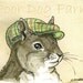 ACEO signed PRINT -Squirrel with hat