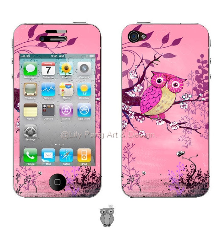 Owl  iPhone Art Decal Skin for Back and Front