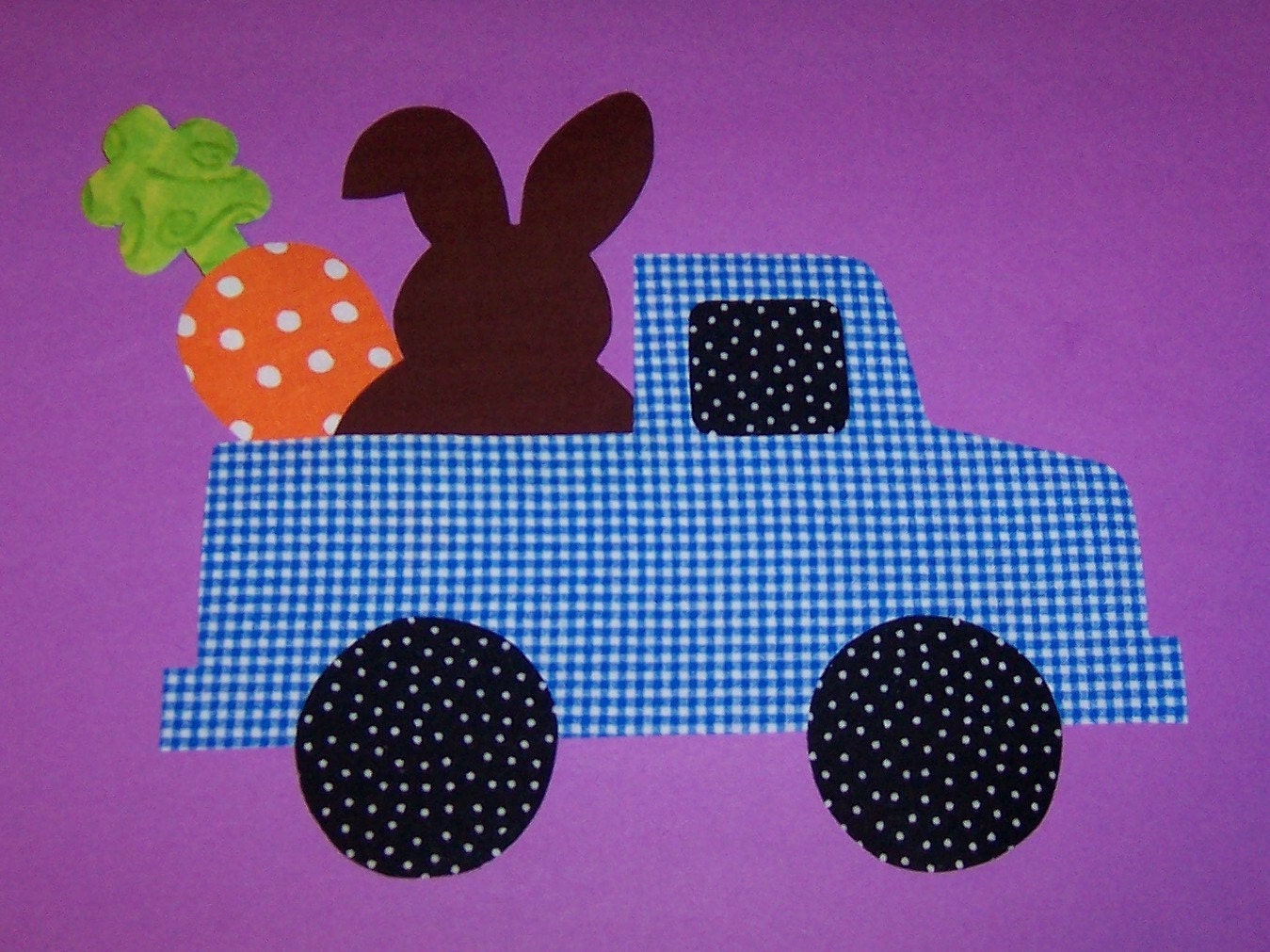 Fabric Applique TEMPLATE ONLY Truck With Bunny Carrot And Egg....New