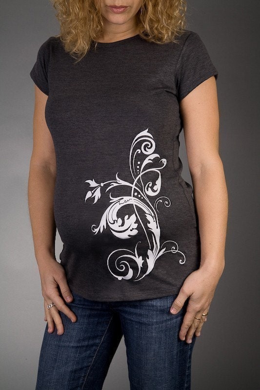 Scroll Charcoal Short Sleeve Maternity T-shirt