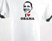BARACK OBAMA Tshirt - I heart OBAMA, Political, Unisex Sizes Small, M, L, XL, and 2X available