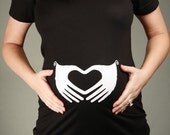 HEART HANDS Design, Womens Black Short-Sleeved Maternity T-shirt