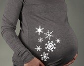 SNOWFLAKES Charcoal Long Sleeve Maternity T-shirt