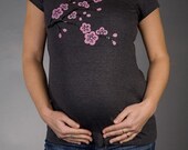 Cherry Blossom Charcoal Short Sleeve Maternity T-shirt