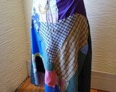 Scrap Skirt No 17 Handmade Skirt Vintage Scrap Fabric Unique Clothing Long Skirt Drawstring Wooden Beads Colorful Skirt