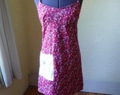 Pink Sundress Handmade Dress Upcycled Dress Unique Clothing Large Vintage Pocket Applique Flowered Dress Small Medium Pretty Spring Summer