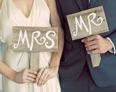 Wedding Sign Mr & Mrs Sign Photo Props Country Weddings. Hand Held Signs Just Married Sign Wedding Photo Props