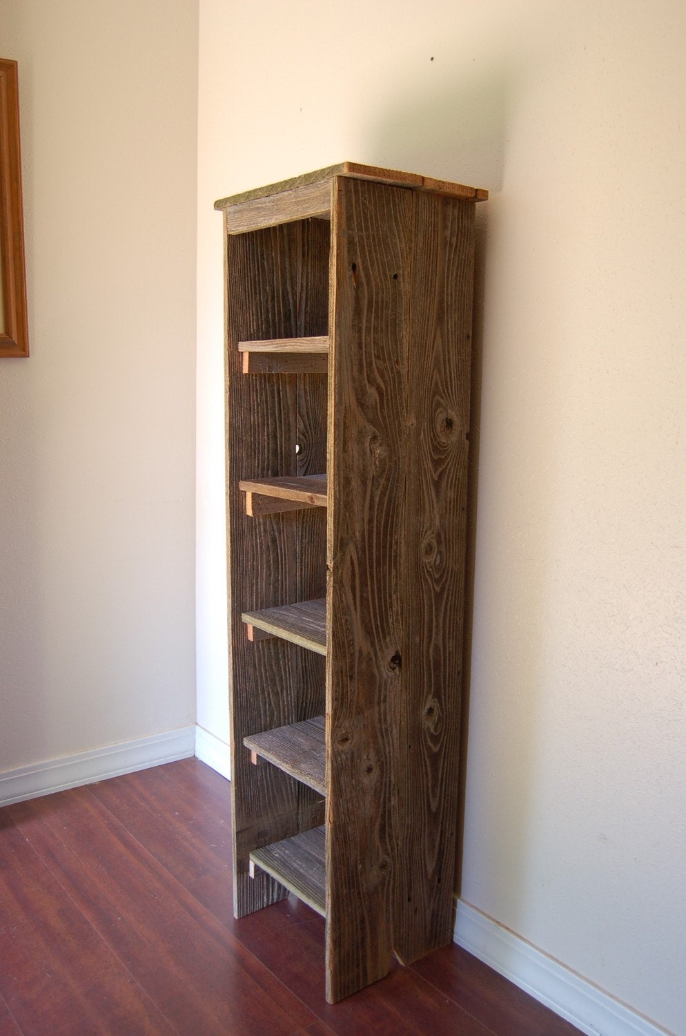 Wooden Bookcase. Tall Bookcase. Skinny Bookcase. Skinny Shelf. Apartment Decor. Bathroom Shelf, Kitchen shelf. Entry Storage Shelf