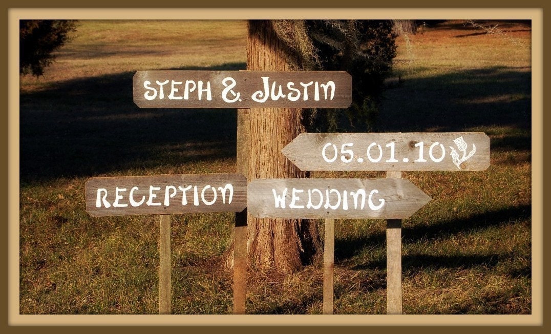 DIY Wedding Signs 4 Directional Boards With 4 Stakes. Do It Yourself Wedding. WOOD ONLY Package. Diy Wedding Sign Kit