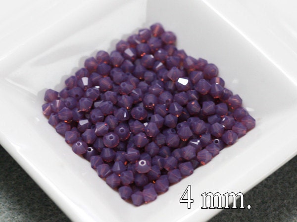 100 pcs. Cyclamen Opal Swarovski Crystal Bicone Xilion 5328 4mm