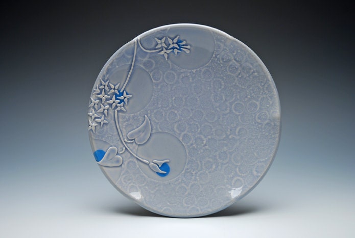 Medium plate Sandwich / serving Victorian modern in Periwinkle blue