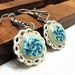 Turquoise roses earrings handmade of polymer clay by Artefyk
