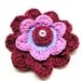 Supplies ornaments brooch Handmade CROCHETED FLOWER applique in purple , pink and bourdeaux by artefyk