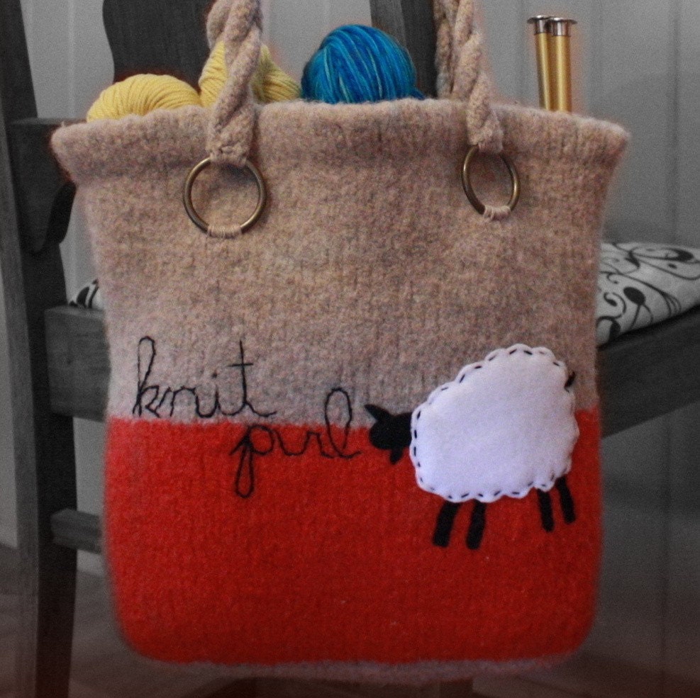 Knit Purl Knitting Project Bag (pdf pattern file)