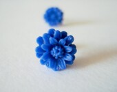 Blueberry Blue Stud Earrings Flowers Metal Free Plastic Posts Hypoallergenic for Sensitive Ears