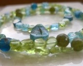 Kyanite Drop, Vessonite, Apatite and Chalcedony Necklace