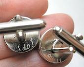 Engraved Cufflinks, I do, Sterling Silver Round Vintage Map Cufflinks. You Select the Journey.